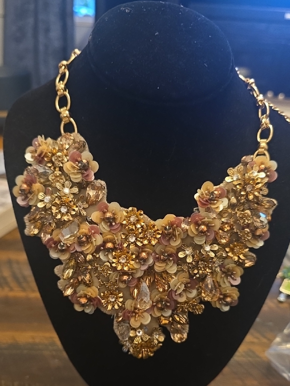 Gold Floral Statement Necklace - Designer Style